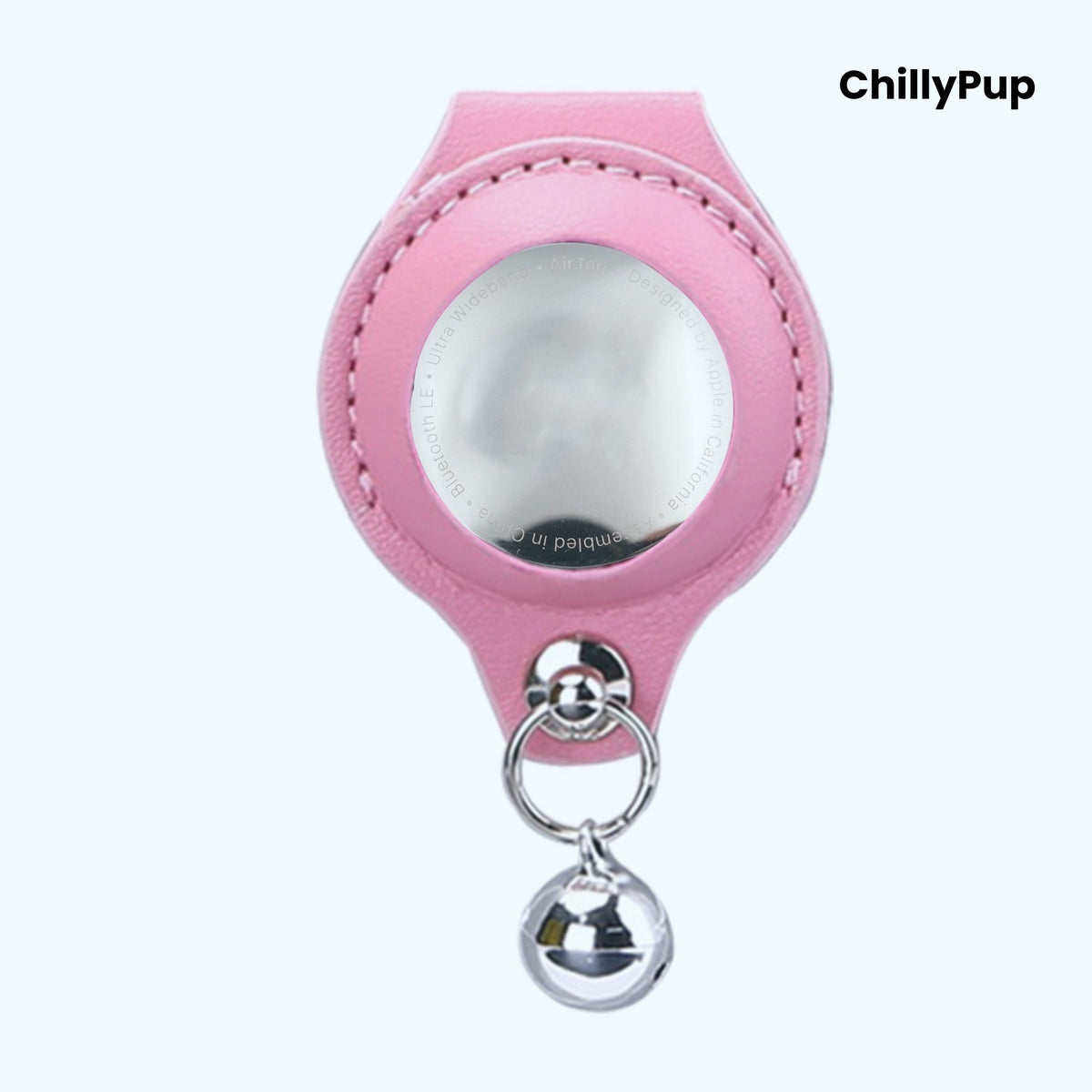 Leather AirTag Dog Collar Holder with Bell – Secure, Stylish & Durable
