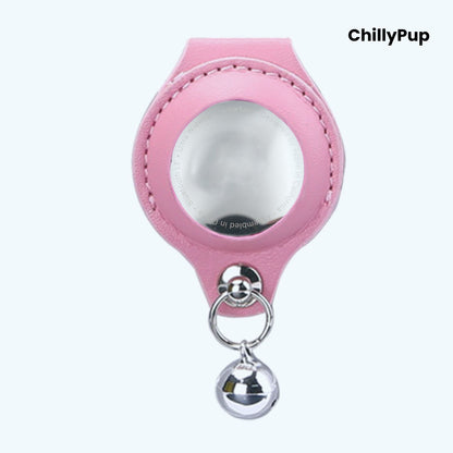 Leather AirTag Dog Collar Holder with Bell – Secure, Stylish & Durable