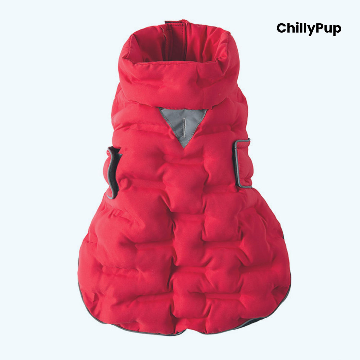 ArcticPuff Dog Coat on a white background with chillypup branding.