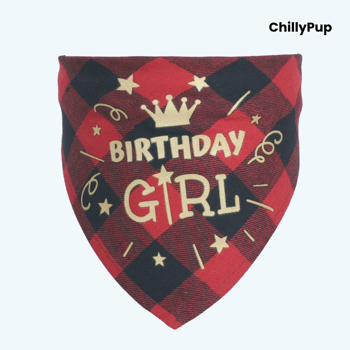 Birthday Girl Bandana on a white background with ChillPup branding