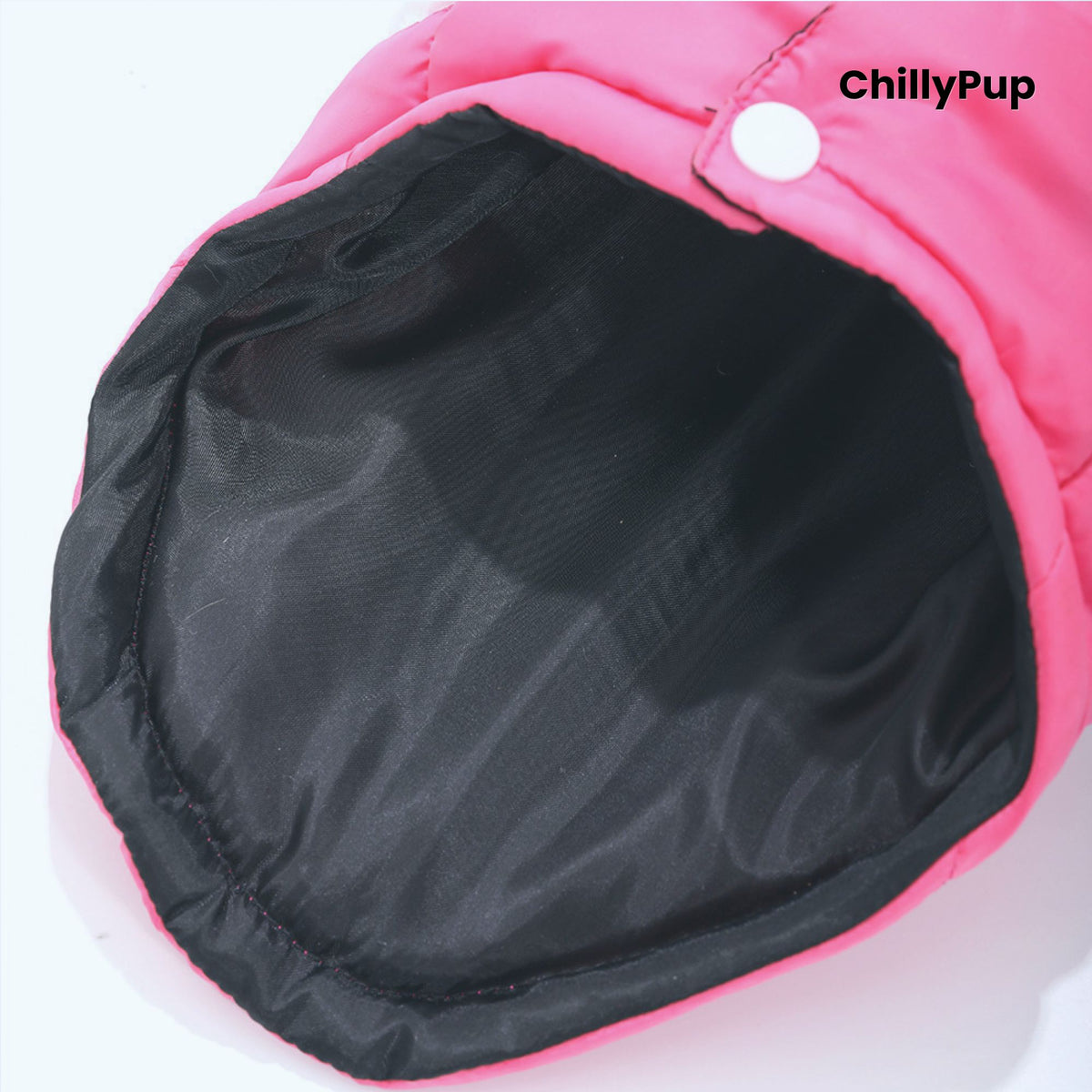 Dog coat with build in D rinf on a white background with Chillpup branding