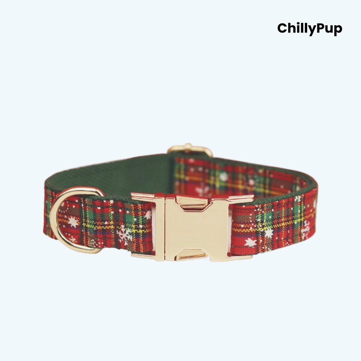 Festive Green harness and lead set with 'ChillyPup' branding on a white background