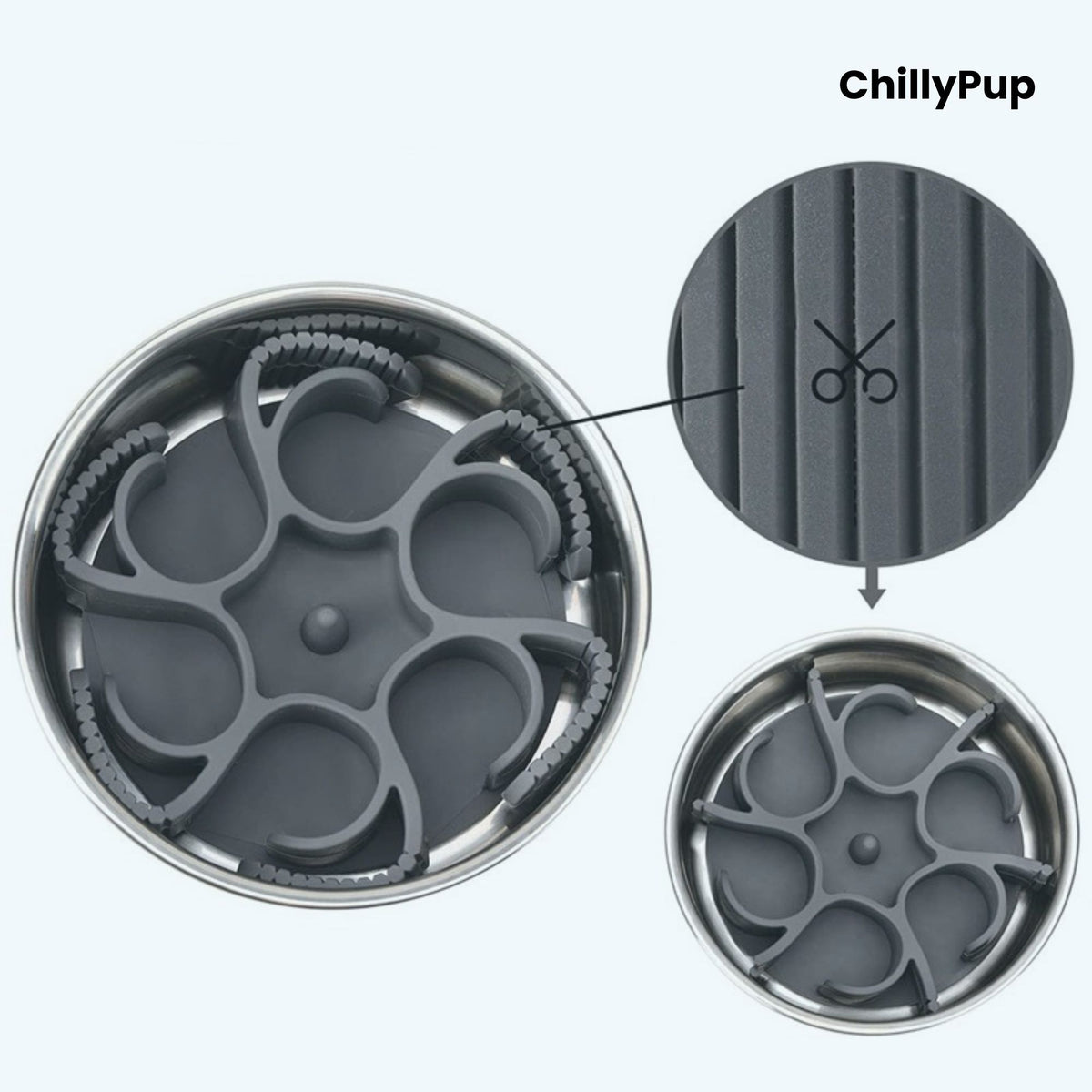 Pet food container with 'ChillyPup' branding on a white background