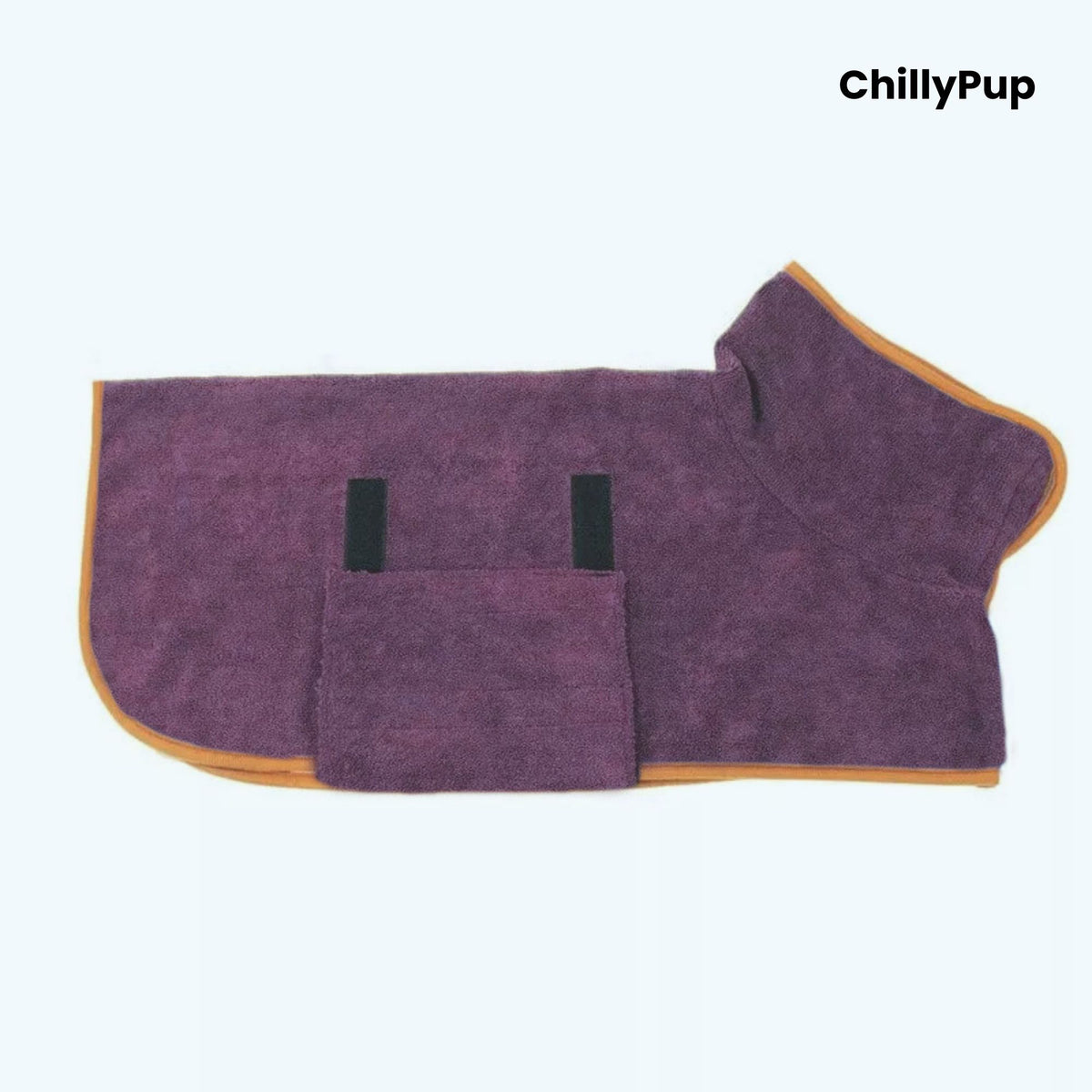 Luxury Dog Towel Bath Robe on a white background with Chillypup branding.