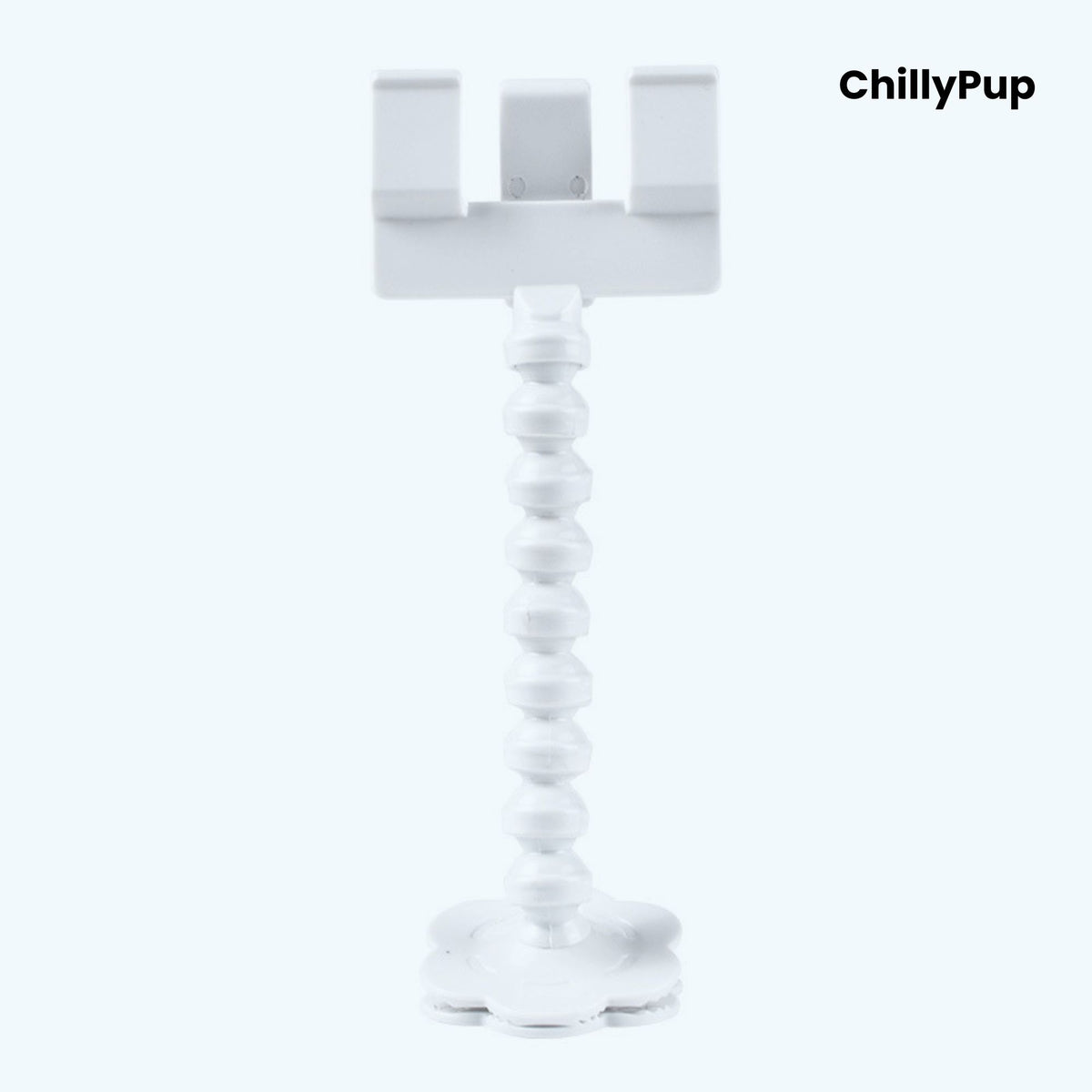 White pet toy with a spiral design on a white background, branded 'ChillyPup'.