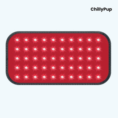 Red LED light panel with 'ChillyPup' branding on a white background