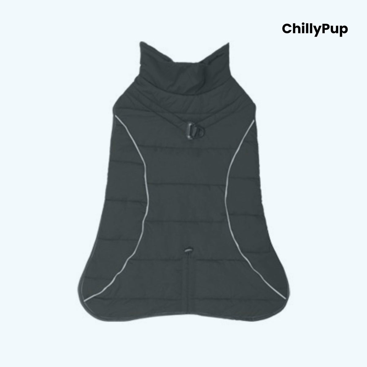 Dog coat showing both sides with Chillypup branding on a white background