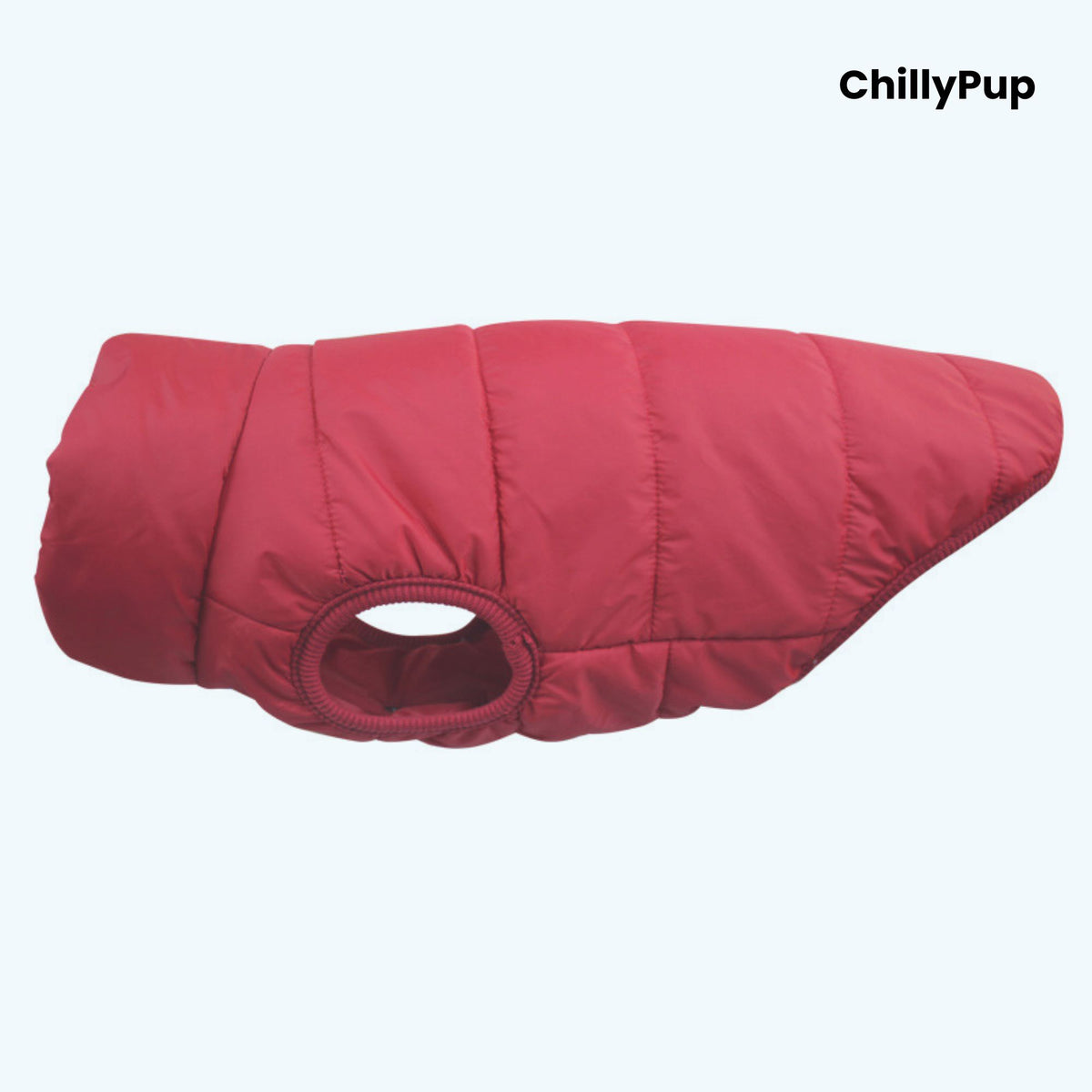 Ultra-Warm Padded Dog Coat with ChillyPup branding on a white background